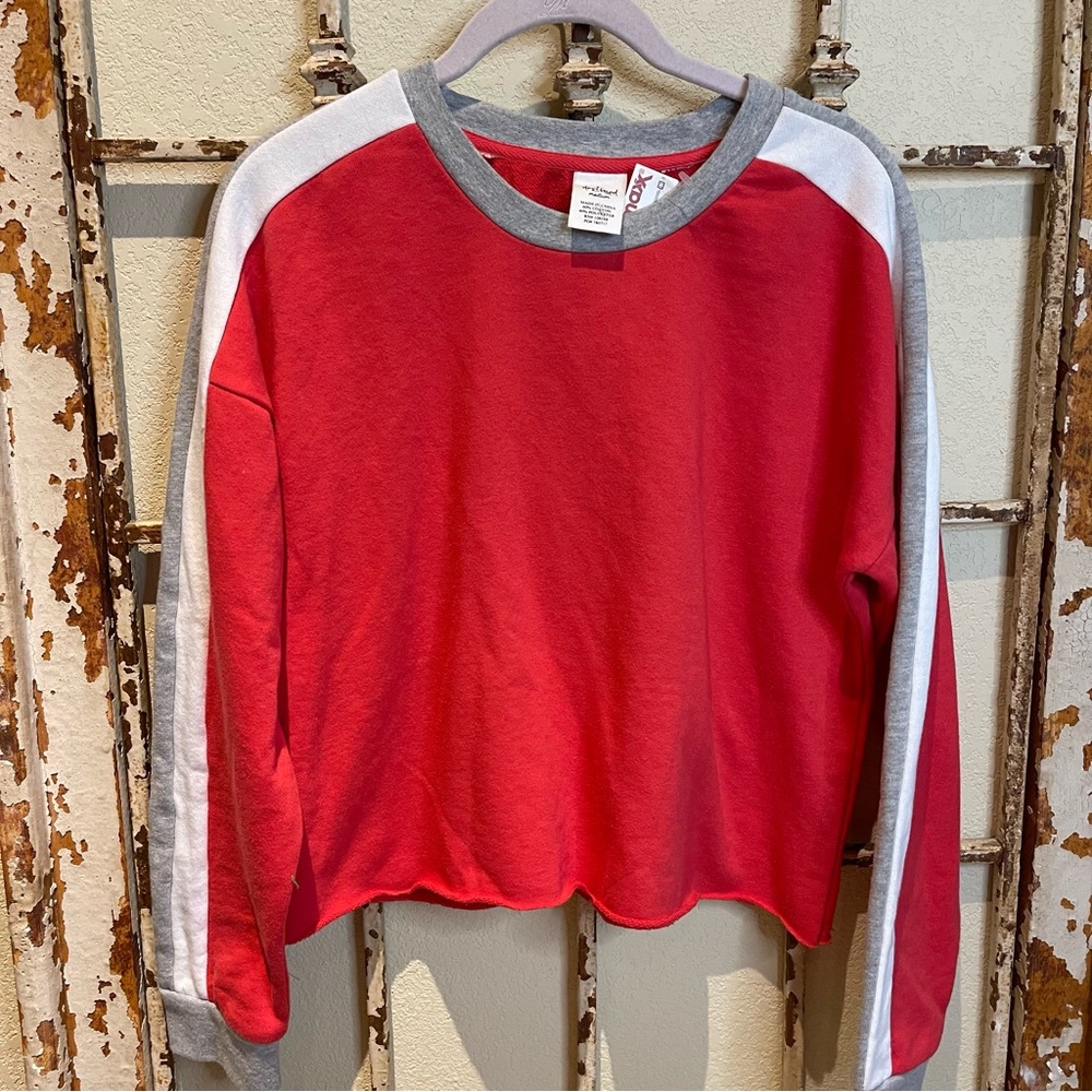DESTINED 3 Stripes Red Womens Crop Sweatshirt New M